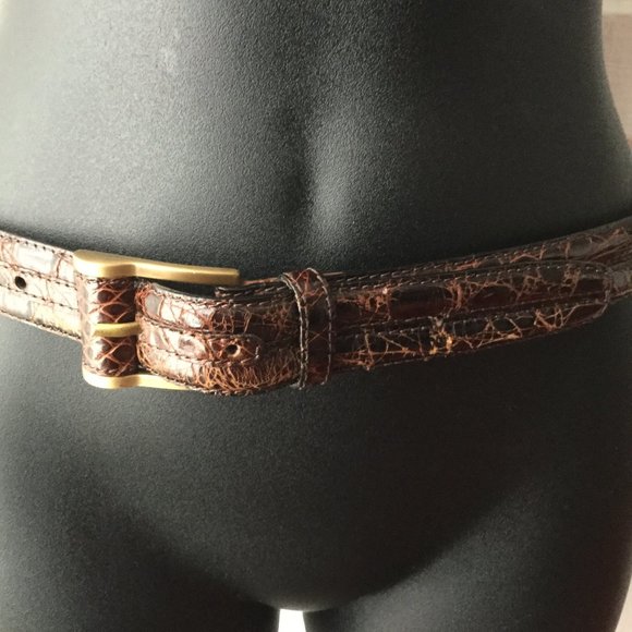 DKNY Genuine Caiman Crocodile Leather Belt main image 9